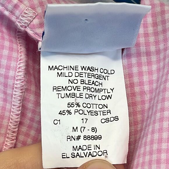 Vtg KELLY'S KIDS Dress Girl 7-8 Pink White Gingham Short Sleeve Peterpan Collar - Picture 6 of 13